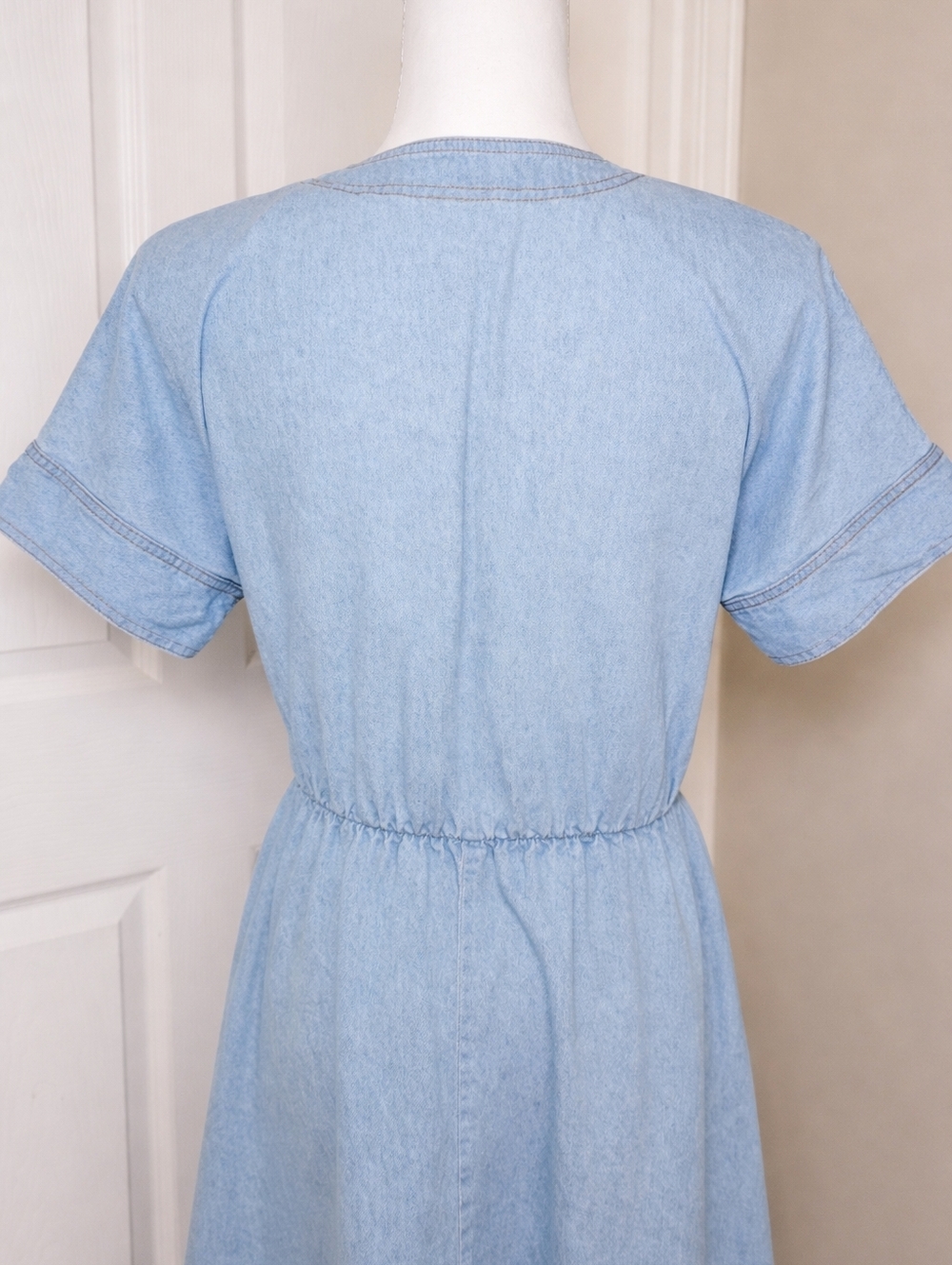 Vintage 90s Studio Ease Denim Midi Dress USA Button Front Country Western - Picture 7 of 11
